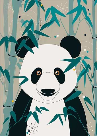 Panda Bear with leaves
