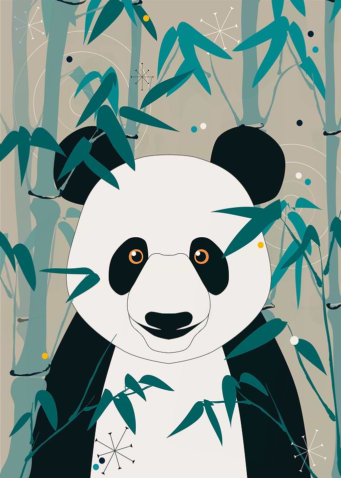 Panda Bear with leaves