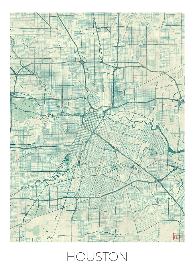 Houston Map Blue