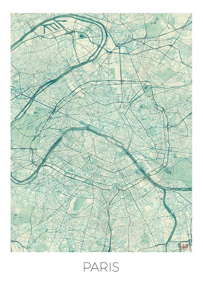 Paris Map Blue