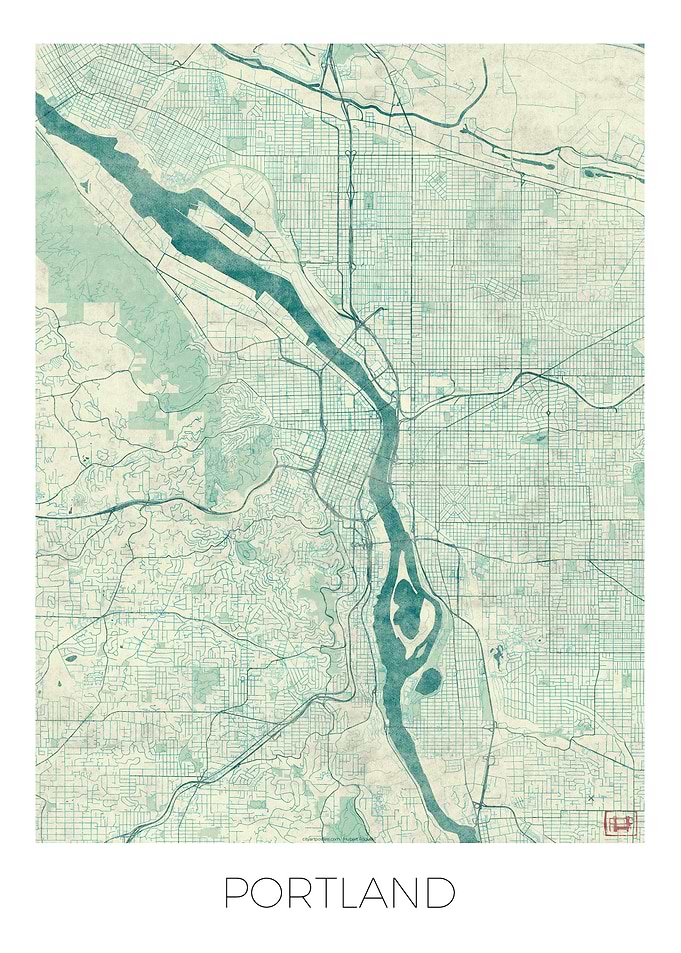 Portland Map Blue