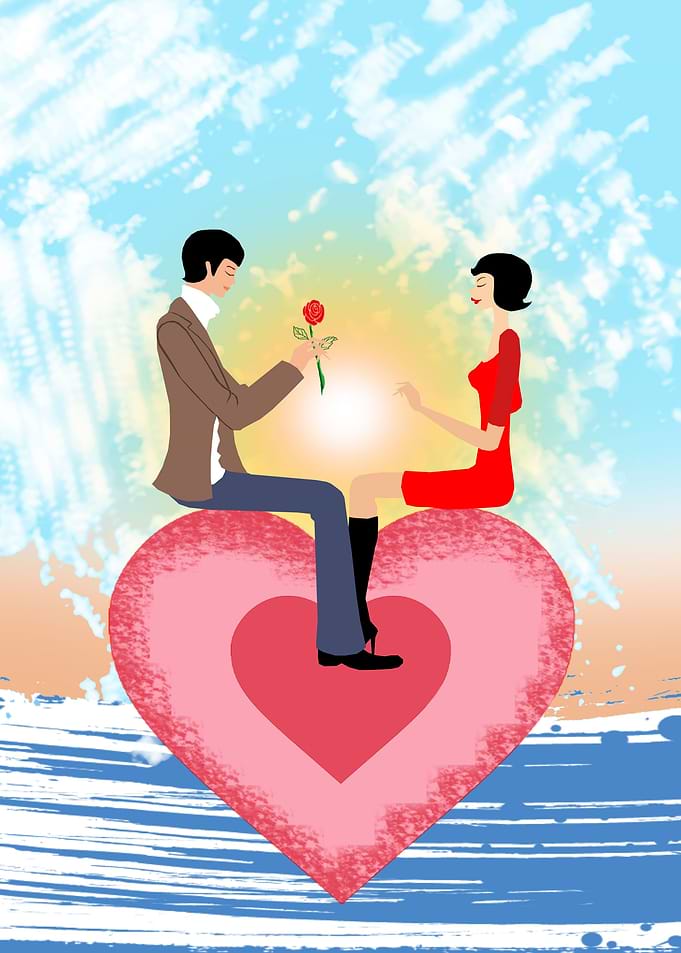 Love Couple sit on heart