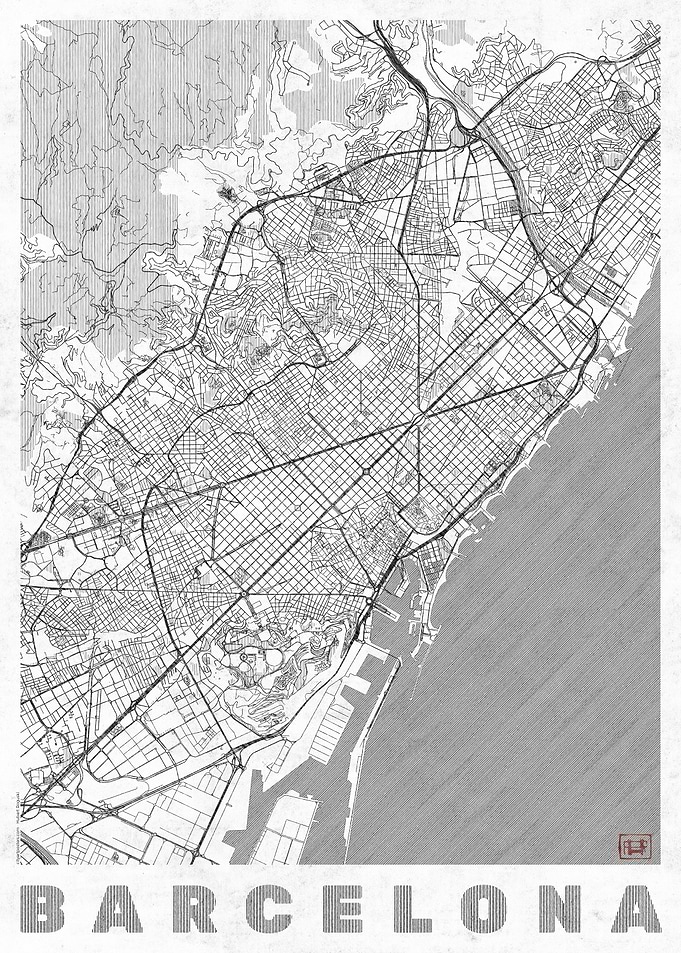 Barcelona Map Line
