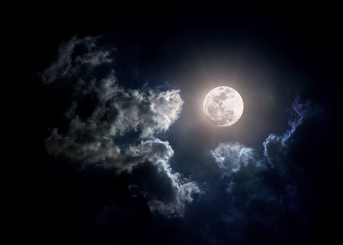 Moon clouds night sky