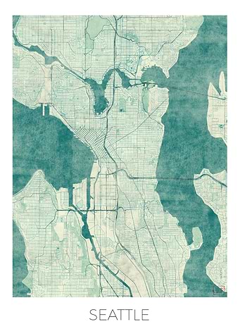 Seattle Map Blue