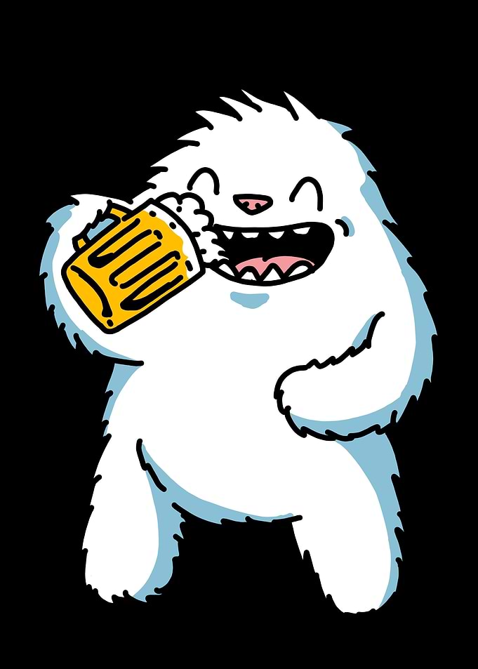 Yeti drinks beer