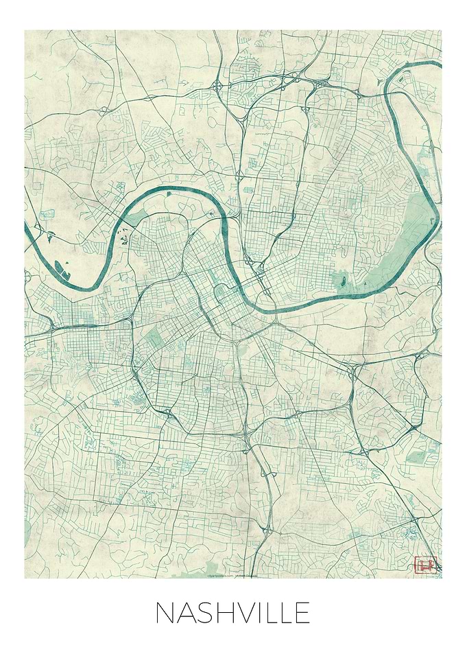 Nashville Map Blue
