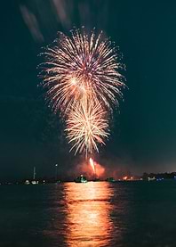 Firework from ships at sea