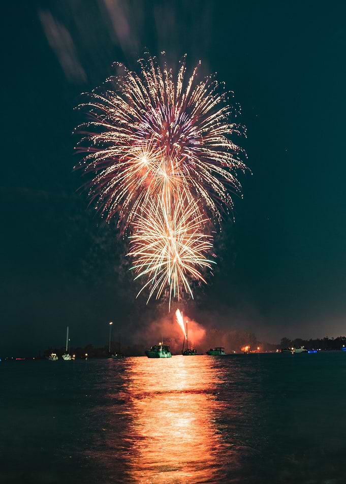 Firework from ships at sea