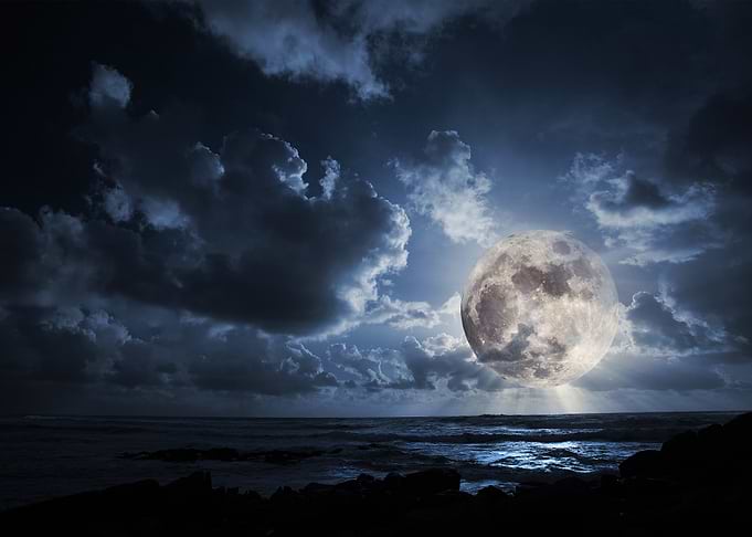 Moon over the sea