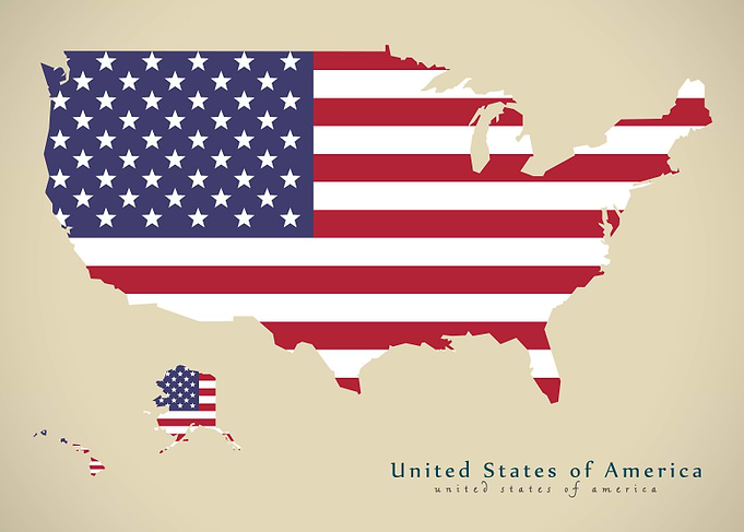 Modern Map USA with flag