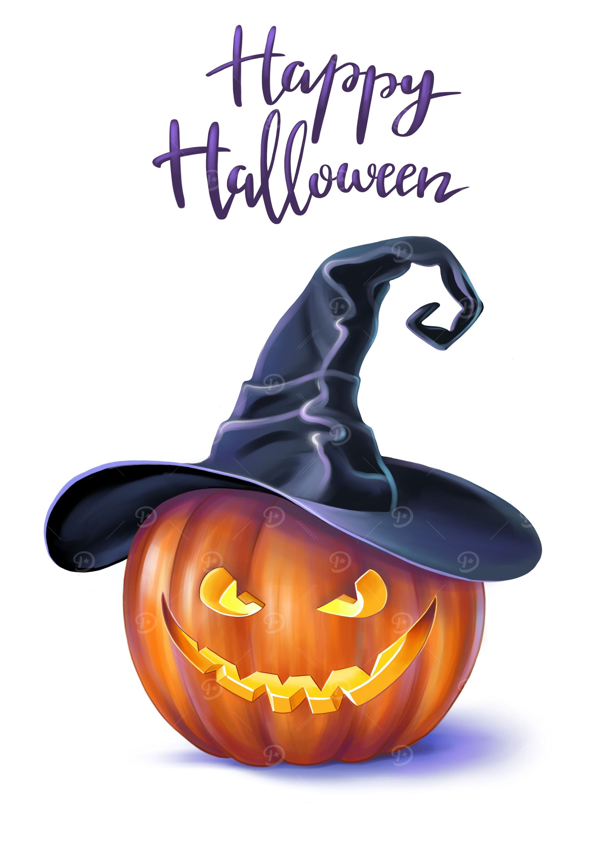 Pumpkin in witch hat