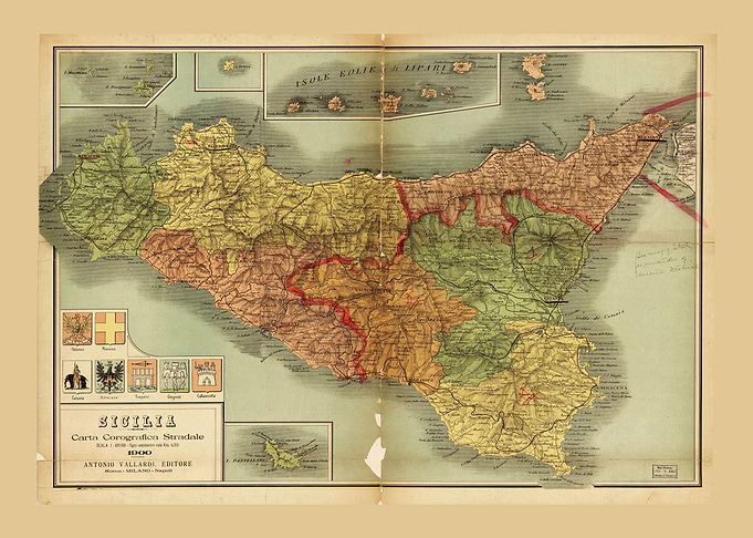 Map of Sicily 1900