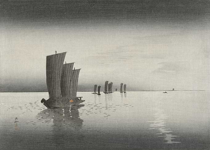 Fishing Boats Woodblock