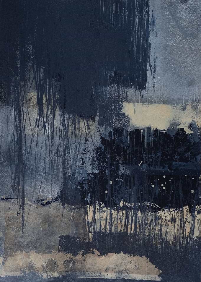 navy ivory abstract