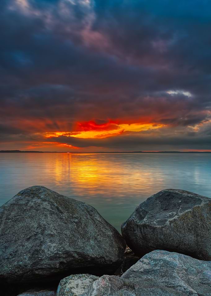 Stones at the Sea sunset