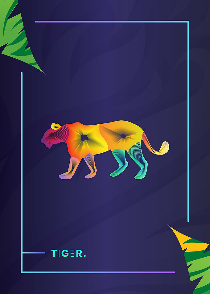 Tiger Colorful Line Art