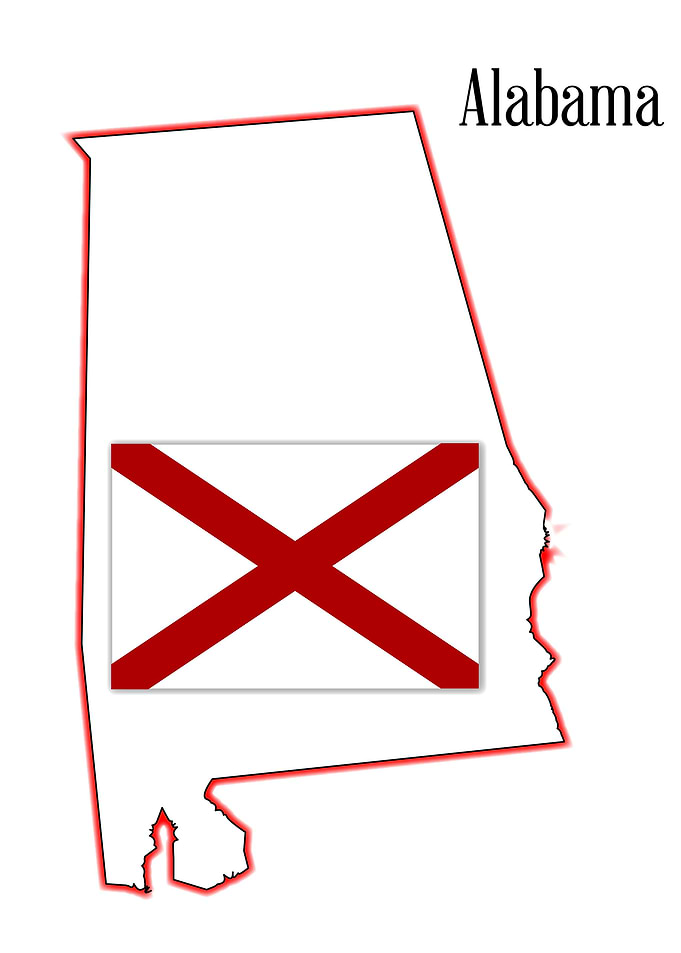 Alabama State Flag and Map