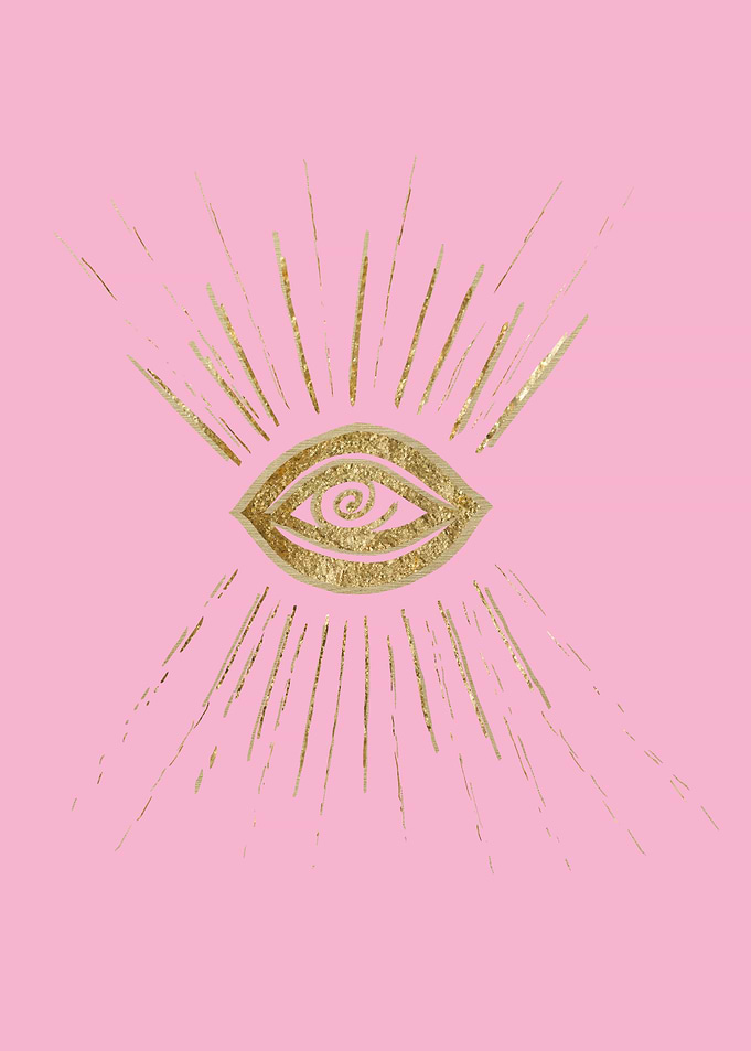 Evil Eye Gold on Pink 1
