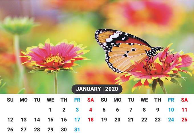 JANUARY 2020 Calendar