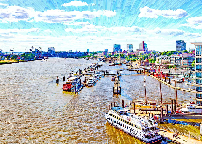 Elbe and landing stages