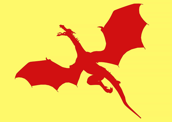 red dragon in sky