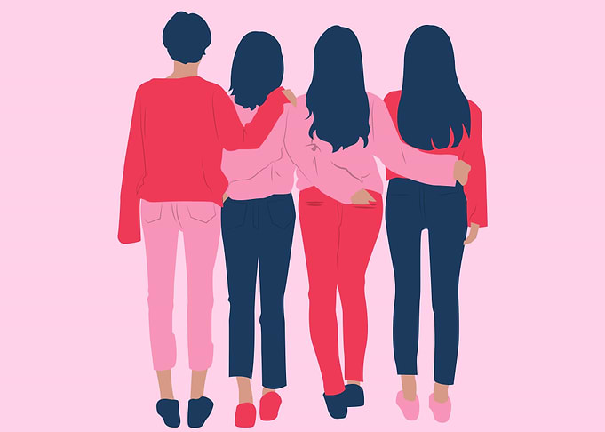 girls holding arms