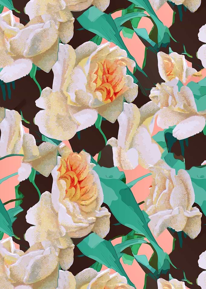 Tropical and White Blossom