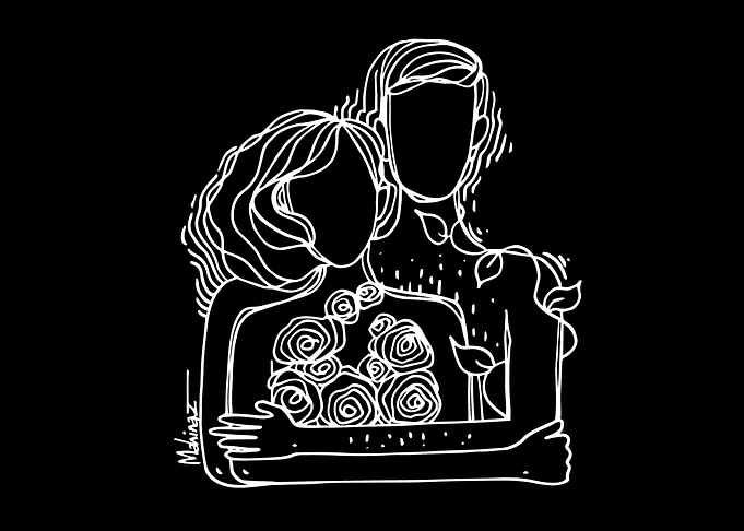 Adam and Eve ink drawing i