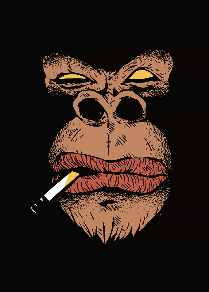 Angry Gorilla Smoking