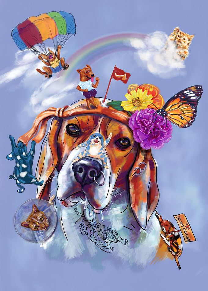 Digital painting of beagle