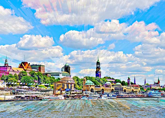 Elbe and landing stages