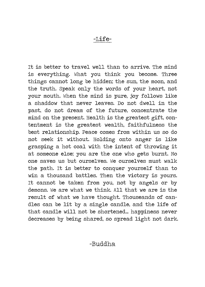 Life according to Buddha
