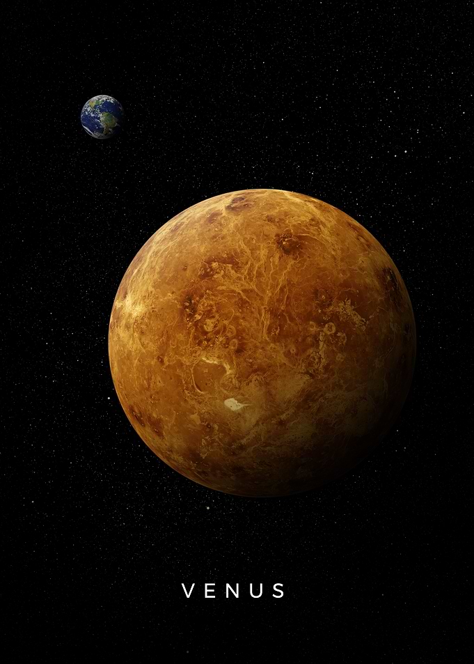 Planet Venus and Earth