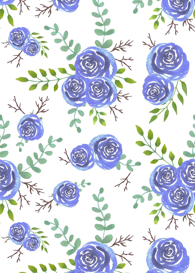 Blue watercolor roses