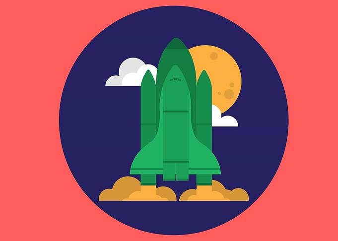 rocket launch in the space