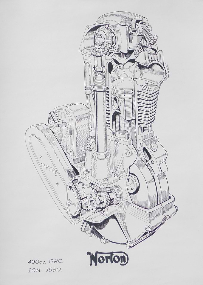 Norton 1930 cutaway engine