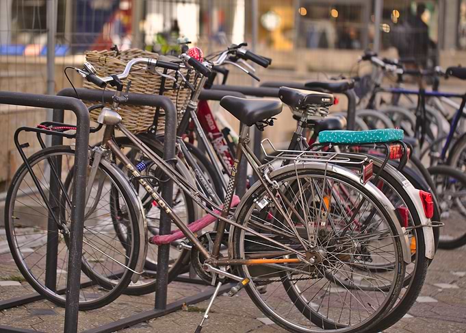 Colorful bikes on the stre