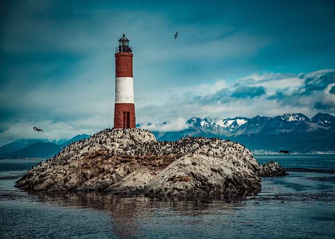 Lighthouse middle of ocean