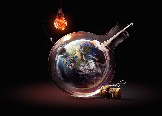 Bottled Earth Space Art