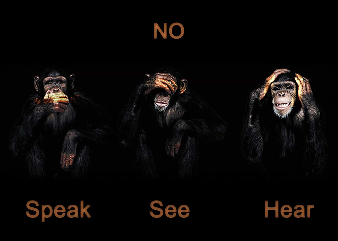 Monkeys no speak see hear