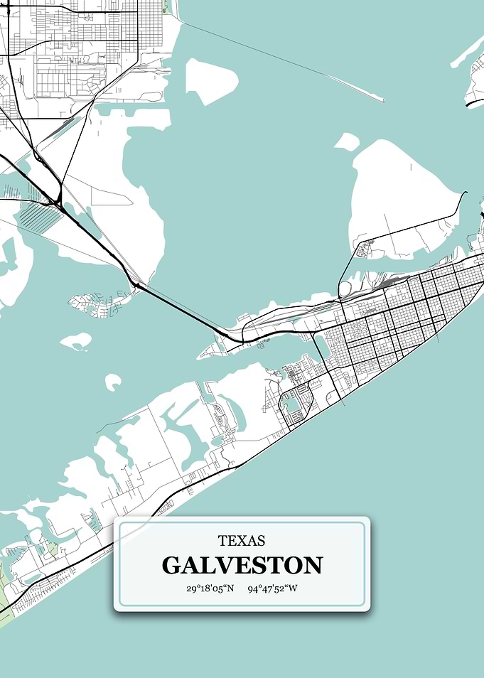 Galveston Texas City Map