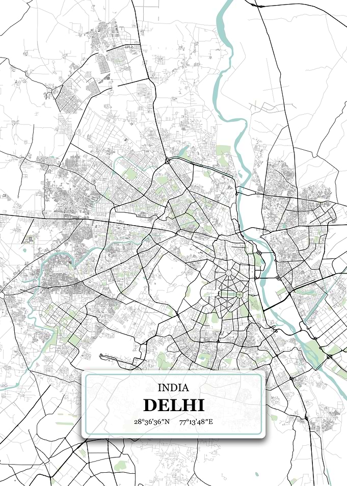 Delhi India City Map