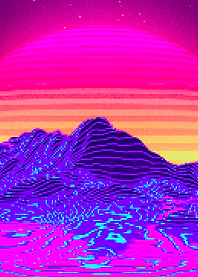 80s Sunset Pixel Art