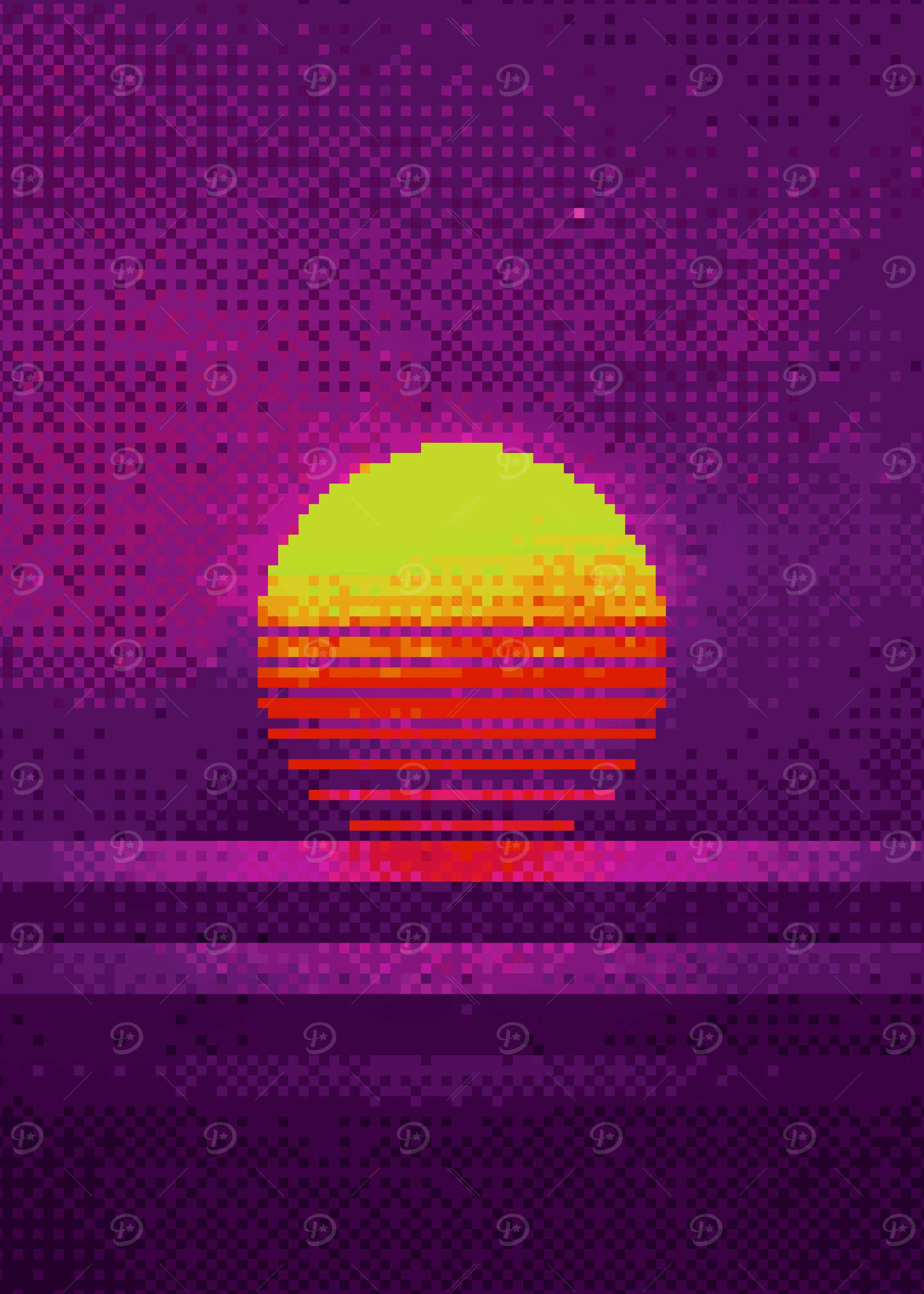 80s Sunset Pixel Art
