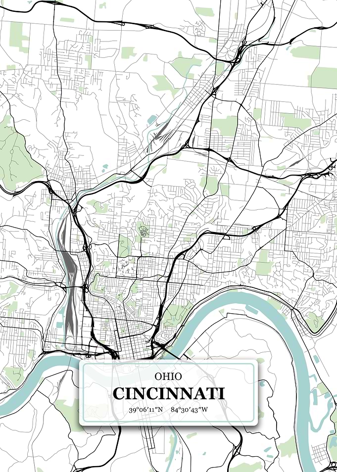 Cincinnati Ohio City Map