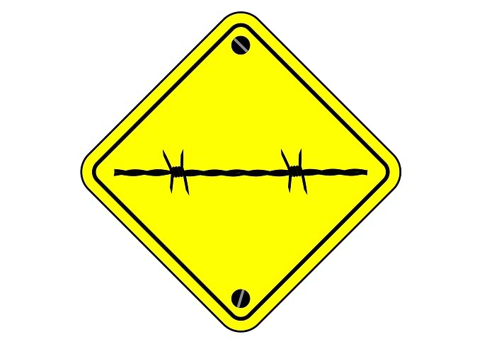 Barbed Wire Warning Sign
