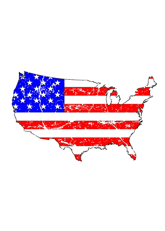 USA Grunge Flag Map