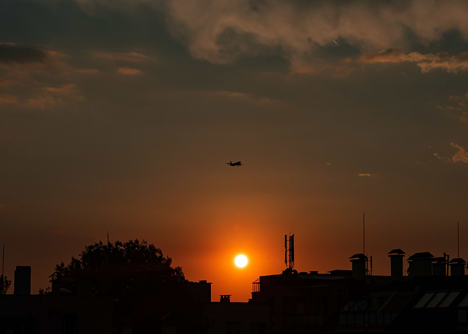 The plane and the sun