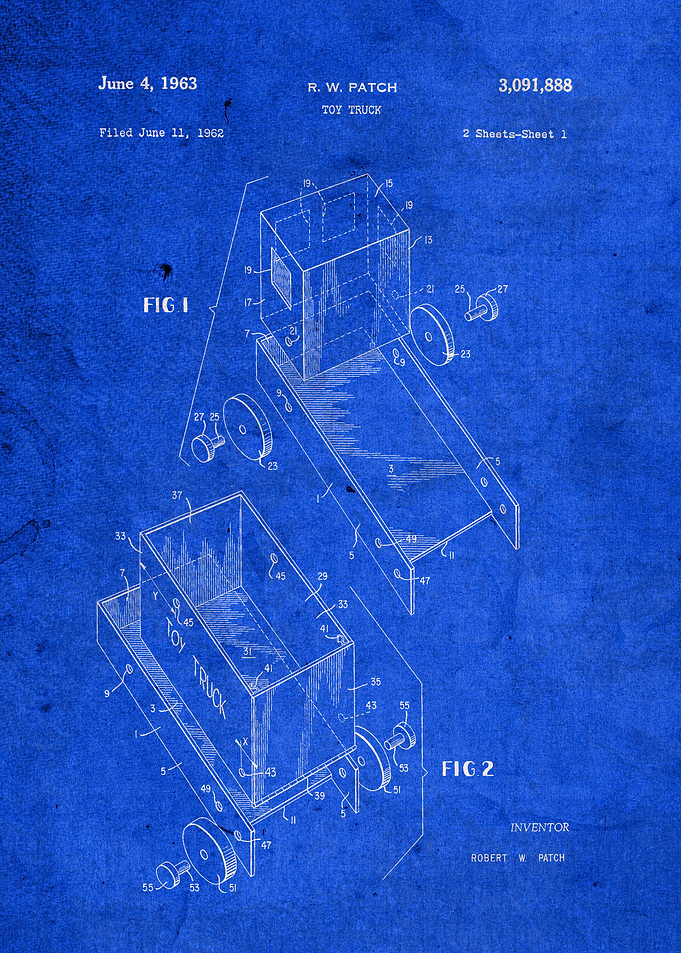 Toy Truck Patent Blueprint